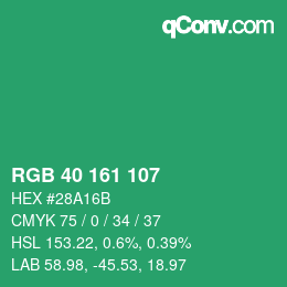 Color code: RGB 40 161 107 | qconv.com