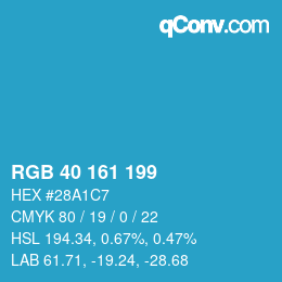 Color code: RGB 40 161 199 | qconv.com