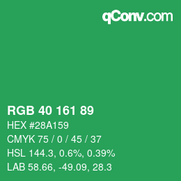 Color code: RGB 40 161 89 | qconv.com