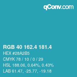 カラーコード: RGB 40 162.4 181.4 | qconv.com