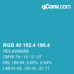 カラーコード: RGB 40 162.4 186.4 | qconv.com