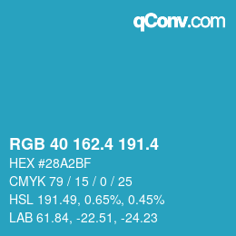 カラーコード: RGB 40 162.4 191.4 | qconv.com