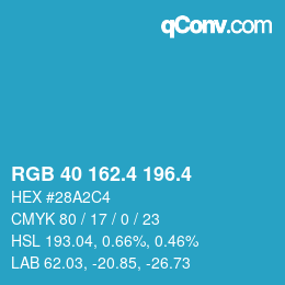 カラーコード: RGB 40 162.4 196.4 | qconv.com