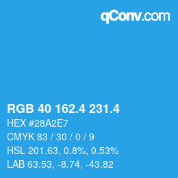 カラーコード: RGB 40 162.4 231.4 | qconv.com