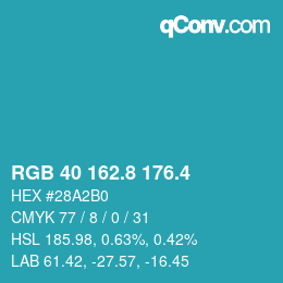 カラーコード: RGB 40 162.8 176.4 | qconv.com