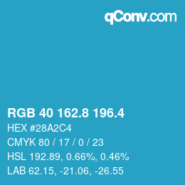 カラーコード: RGB 40 162.8 196.4 | qconv.com