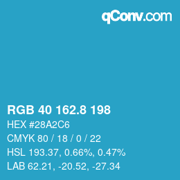 カラーコード: RGB 40 162.8 198 | qconv.com