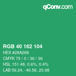Color code: RGB 40 162 104 | qconv.com