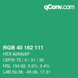 カラーコード: RGB 40 162 111 | qconv.com