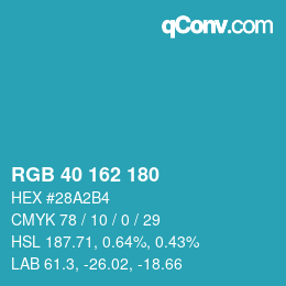 Color code: RGB 40 162 180 | qconv.com