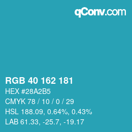 カラーコード: RGB 40 162 181 | qconv.com