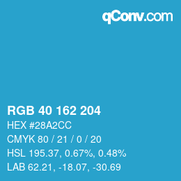 Color code: RGB 40 162 204 | qconv.com