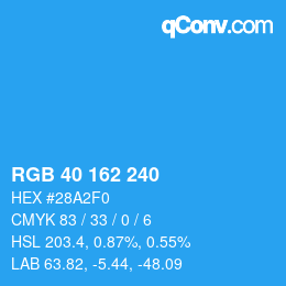 Color code: RGB 40 162 240 | qconv.com