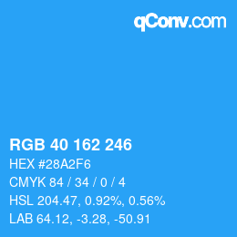 Color code: RGB 40 162 246 | qconv.com