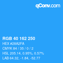 Color code: RGB 40 162 250 | qconv.com