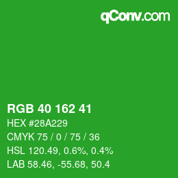 Color code: RGB 40 162 41 | qconv.com