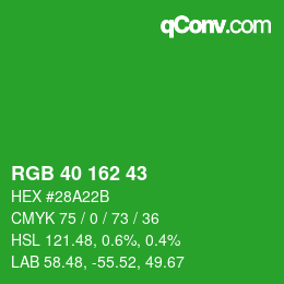 Color code: RGB 40 162 43 | qconv.com