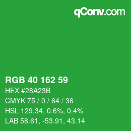 Color code: RGB 40 162 59 | qconv.com