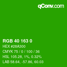 Color code: RGB 40 163 0 | qconv.com