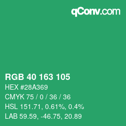Color code: RGB 40 163 105 | qconv.com