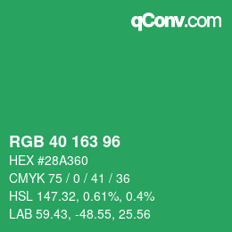 Color code: RGB 40 163 96 | qconv.com