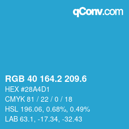 カラーコード: RGB 40 164.2 209.6 | qconv.com