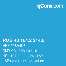 カラーコード: RGB 40 164.2 214.6 | qconv.com