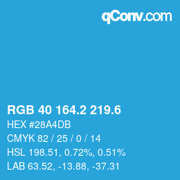 カラーコード: RGB 40 164.2 219.6 | qconv.com