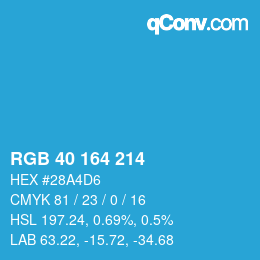 カラーコード: RGB 40 164 214 | qconv.com