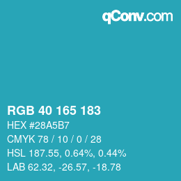 Color code: RGB 40 165 183 | qconv.com