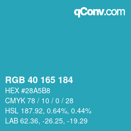 Color code: RGB 40 165 184 | qconv.com