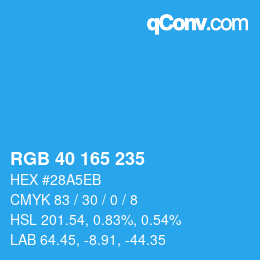 Color code: RGB 40 165 235 | qconv.com