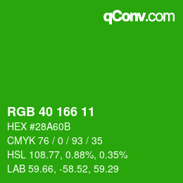 Color code: RGB 40 166 11 | qconv.com