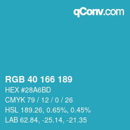 Color code: RGB 40 166 189 | qconv.com