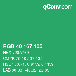 Color code: RGB 40 167 105 | qconv.com
