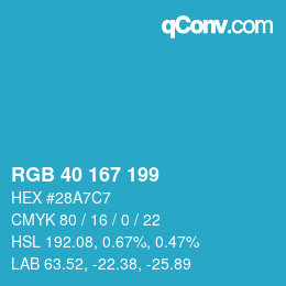 Color code: RGB 40 167 199 | qconv.com