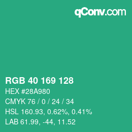 Color code: RGB 40 169 128 | qconv.com