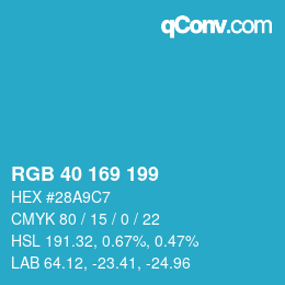 Color code: RGB 40 169 199 | qconv.com