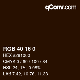カラーコード: RGB 40 16 0 | qconv.com
