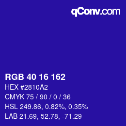 Color code: RGB 40 16 162 | qconv.com