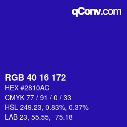 Color code: RGB 40 16 172 | qconv.com