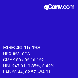 Color code: RGB 40 16 198 | qconv.com