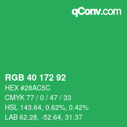 カラーコード: RGB 40 172 92 | qconv.com