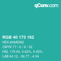 Color code: RGB 40 173 162 | qconv.com