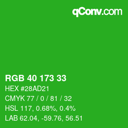 カラーコード: RGB 40 173 33 | qconv.com