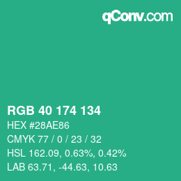 Color code: RGB 40 174 134 | qconv.com