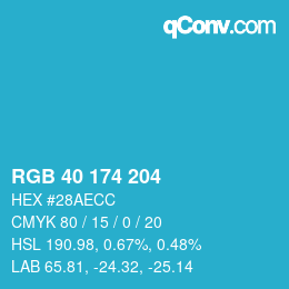 Color code: RGB 40 174 204 | qconv.com