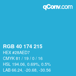 Farbcode: RGB 40 174 215 | qconv.com