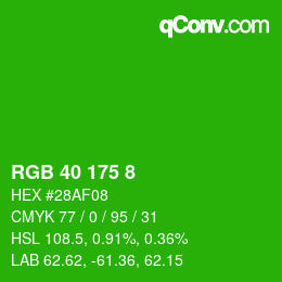 カラーコード: RGB 40 175 8 | qconv.com