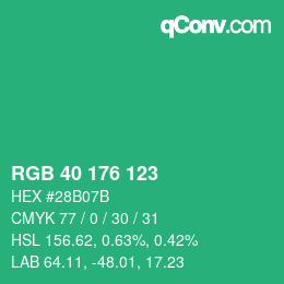 Color code: RGB 40 176 123 | qconv.com